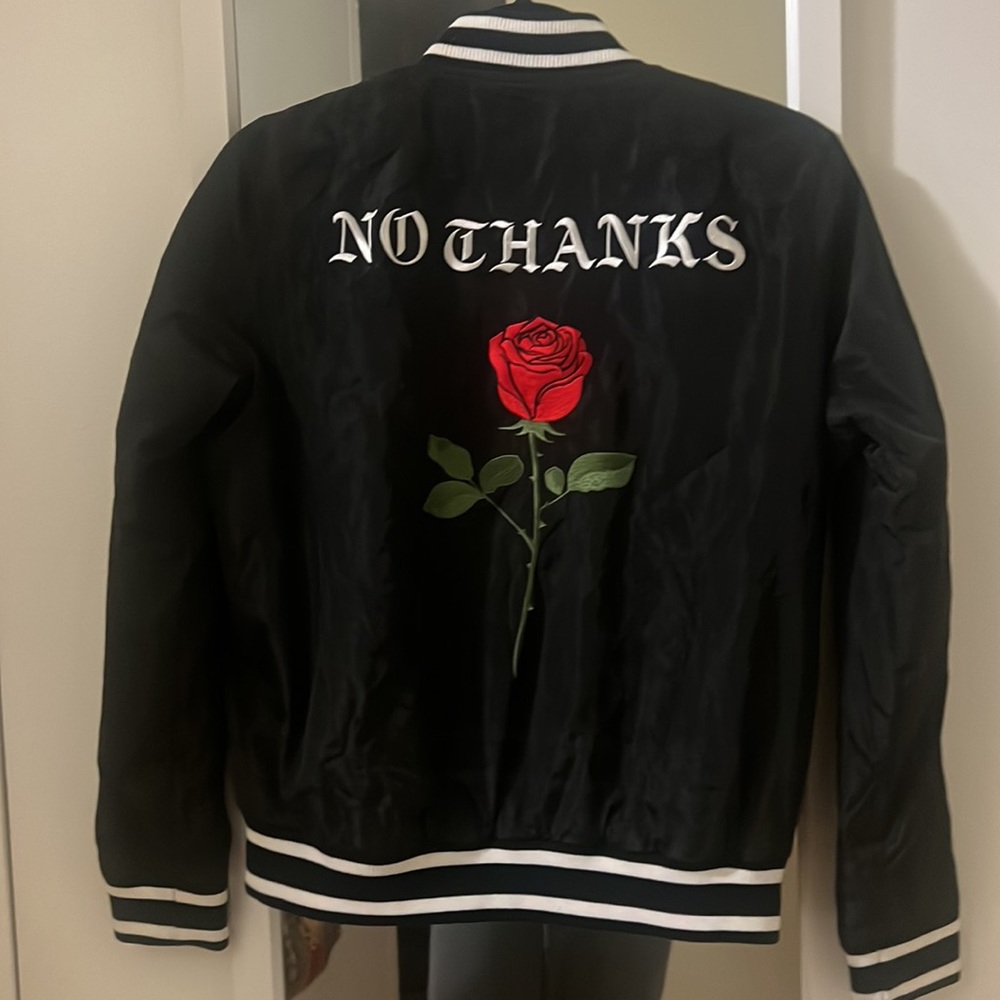 F21 brand new bomber jacket with embroidered back size S